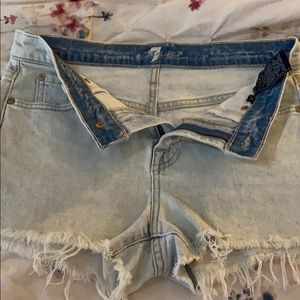 7 for all light denim shorts